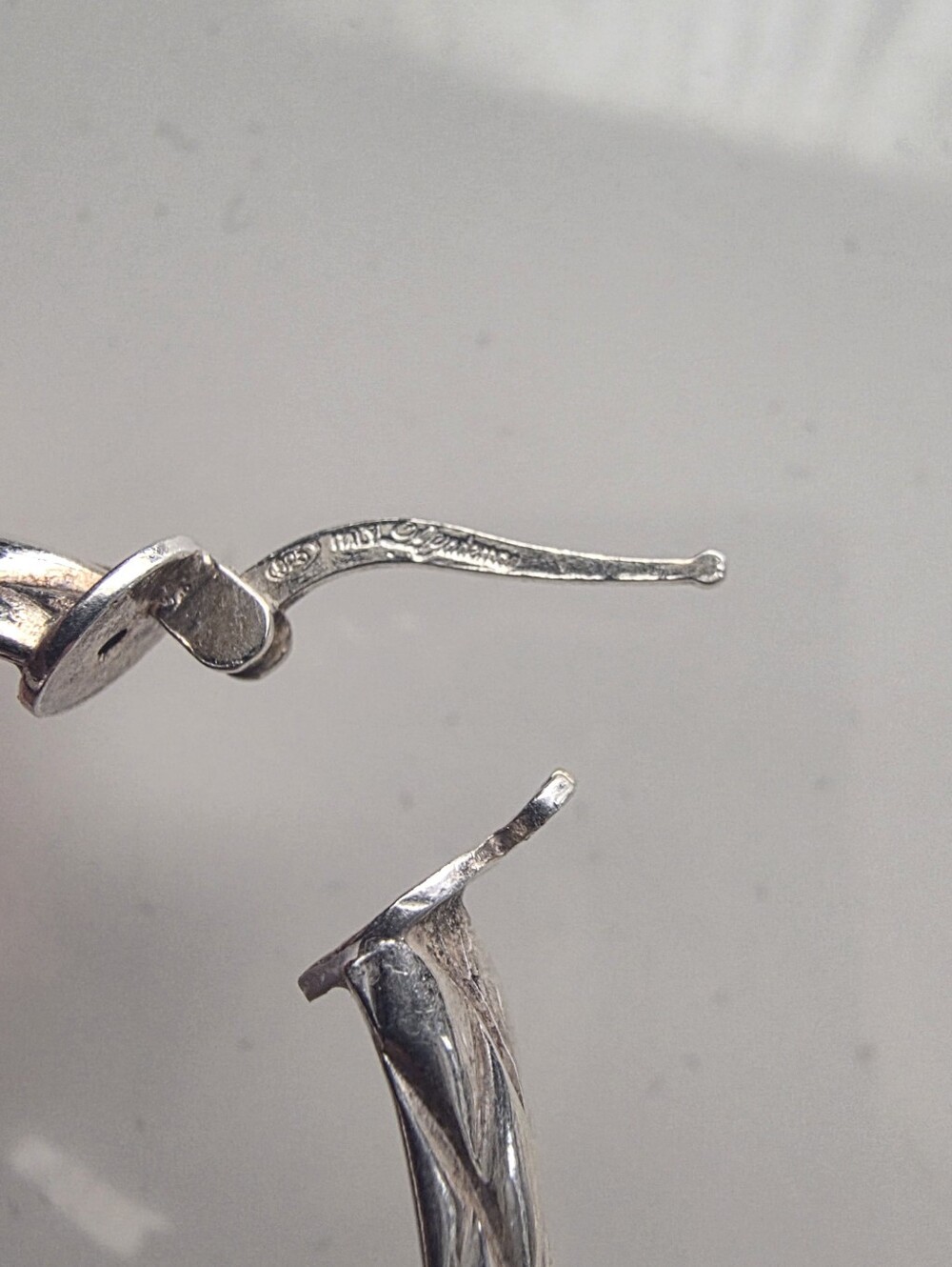 Italy 925 Silver Braided Woven Hoops Earrings - Picture 3 of 4
